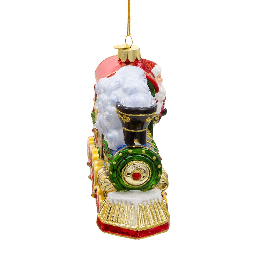 Kurt Adler 6-Inch Bellissimo Glass Santa with Train Ornament